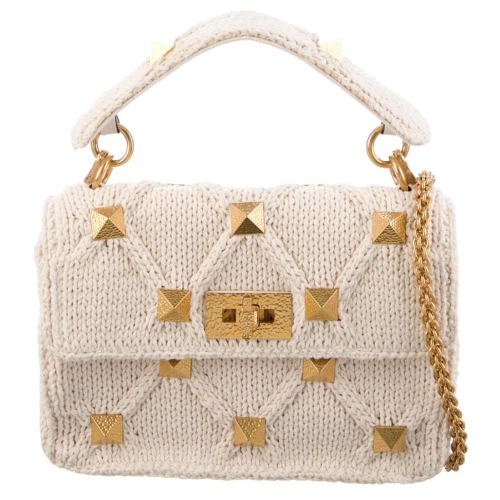 Valentino Knit Roman Stud Crossbody Bag
